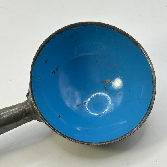 Vintage Blue Enamel Ice Cream Scoop Marked "ADAN" Black Handle 8" - Picture 14 of 14
